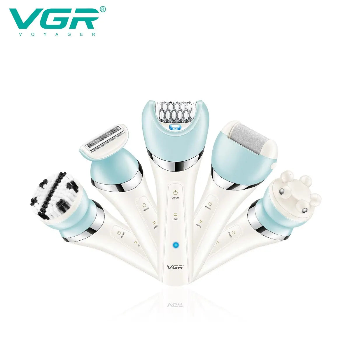Epilator 5 in 1 Electri Women Epilator Female Shaver Leg Body Hair Remover Lady Bikini Trimmer Facial Cleaning Massage V-703