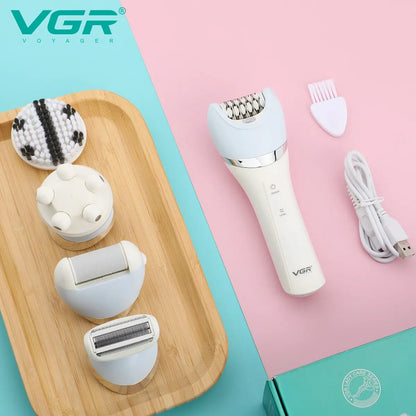 Epilator 5 in 1 Electri Women Epilator Female Shaver Leg Body Hair Remover Lady Bikini Trimmer Facial Cleaning Massage V-703