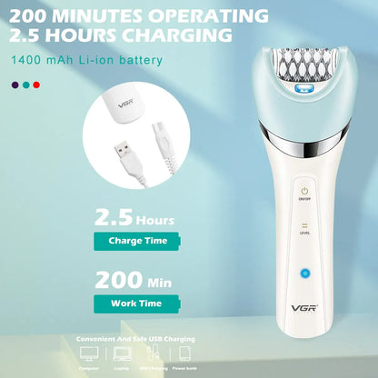 Epilator 5 in 1 Electri Women Epilator Female Shaver Leg Body Hair Remover Lady Bikini Trimmer Facial Cleaning Massage V-703